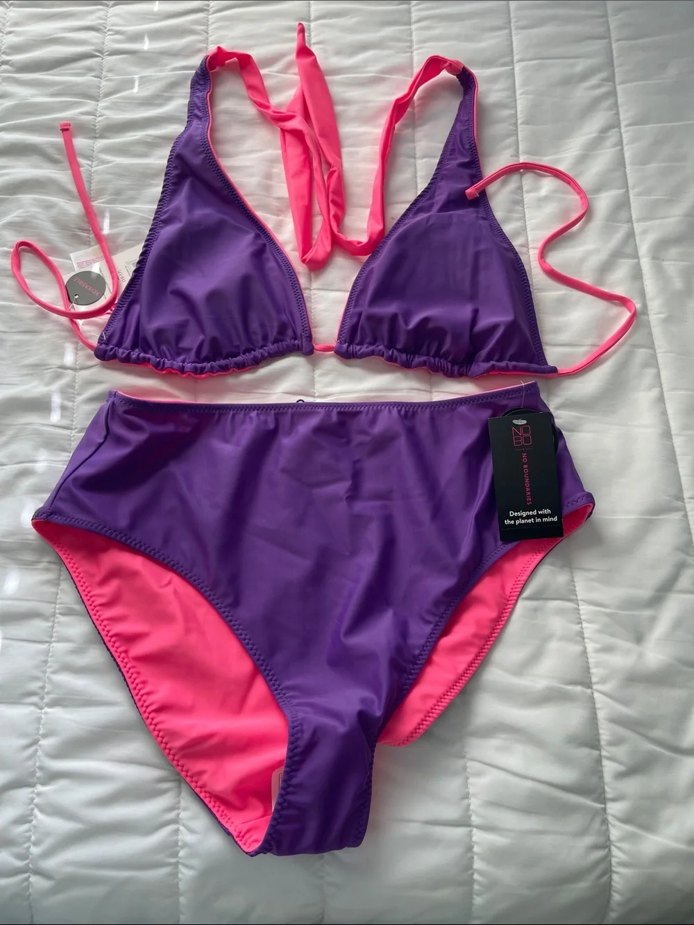 NOBO  Two-Piece Swim Set Reversible Pink & Purple Size XL (15-17)